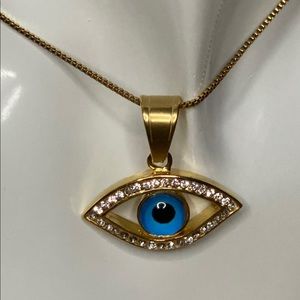 Gold plated stainless steel Pendant evil eye